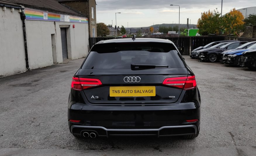 2017 AUDI A3 2.0 TDI SPORTBACK S LINE UNRECORDED DAMAGED SALVAGE