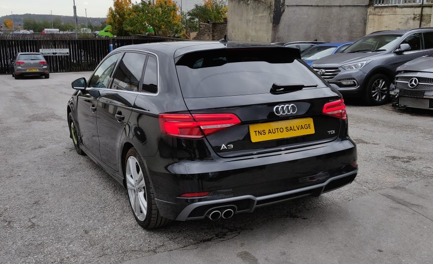 2017 AUDI A3 2.0 TDI SPORTBACK S LINE UNRECORDED DAMAGED SALVAGE