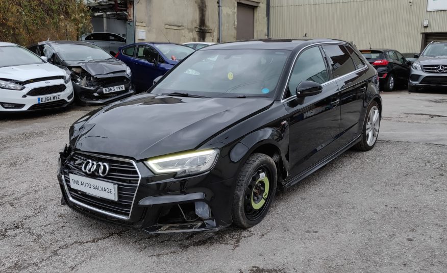 2017 AUDI A3 2.0 TDI SPORTBACK S LINE UNRECORDED DAMAGED SALVAGE