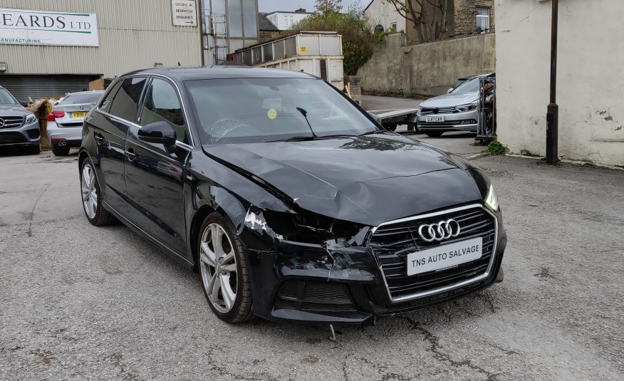 2017 AUDI A3 2.0 TDI SPORTBACK S LINE UNRECORDED DAMAGED SALVAGE